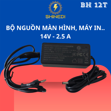 bộ nguồn adapter SHINEDI chuyển đổi nguồn 14v-2.5A dành cho màn hình, máy in..thiết bị tương tự Điện áp dòng ra ổn định.