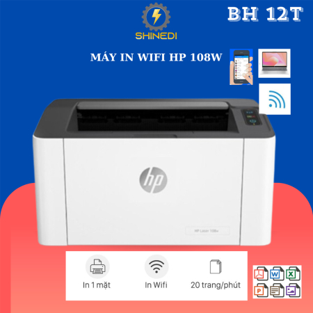 Máy in A4 wifi hp108w kết nối điện thoại, laptop,pc...