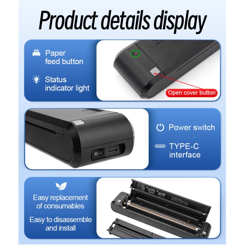 Máy in A4 giấy thường XL-P808 SHINEDI sạc pin nhỏ gọn nhẹ nhàng dễ dàng mang đi in bất cứ lúc nào bất cứ nơi đâu bạn muốn.