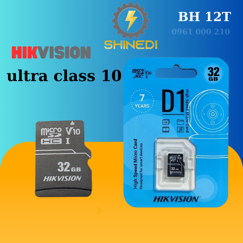 Thẻ nhớ Micro SD HIKVISION D1 32GB Class 10 Tốc độ 92MB/s Chuyên ghi hình cho camera - Chính Hãng - VTS