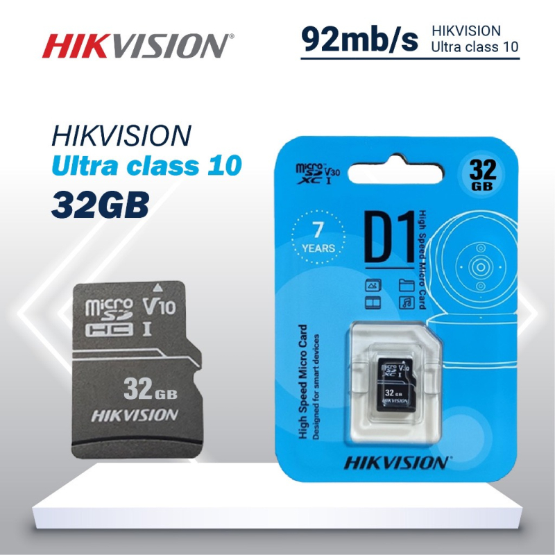 Thẻ nhớ Micro SD HIKVISION D1 32GB Class 10 Tốc độ 92MB/s Chuyên ghi hình cho camera - Chính Hãng - VTS
